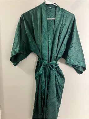 Amazon Women's Satin Kimono Robe in Deep Green